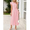 imageZESICA Womens 2025 Summer Boho Button Midi Dresses Casual V Neck Flutter Sleeve Belted Long Dresses with PocketsPink