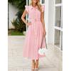 imageZESICA Womens 2025 Summer Boho Button Midi Dresses Casual V Neck Flutter Sleeve Belted Long Dresses with PocketsPink
