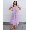 imageZESICA Womens 2025 Summer Boho Button Midi Dresses Casual V Neck Flutter Sleeve Belted Long Dresses with PocketsPurple