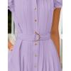 imageZESICA Womens 2025 Summer Boho Button Midi Dresses Casual V Neck Flutter Sleeve Belted Long Dresses with PocketsPurple