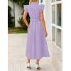 imageZESICA Womens 2025 Summer Boho Button Midi Dresses Casual V Neck Flutter Sleeve Belted Long Dresses with PocketsPurple