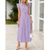 imageZESICA Womens 2025 Summer Boho Button Midi Dresses Casual V Neck Flutter Sleeve Belted Long Dresses with PocketsPurple