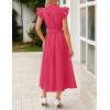 imageZESICA Womens 2025 Summer Boho Button Midi Dresses Casual V Neck Flutter Sleeve Belted Long Dresses with PocketsRose Pink