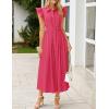 imageZESICA Womens 2025 Summer Boho Button Midi Dresses Casual V Neck Flutter Sleeve Belted Long Dresses with PocketsRose Pink