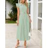 imageZESICA Womens 2025 Summer Boho Button Midi Dresses Casual V Neck Flutter Sleeve Belted Long Dresses with PocketsSage