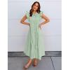imageZESICA Womens 2025 Summer Boho Button Midi Dresses Casual V Neck Flutter Sleeve Belted Long Dresses with PocketsSage