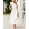 imageZESICA Womens 2025 Summer Boho Button Midi Dresses Casual V Neck Flutter Sleeve Belted Long Dresses with PocketsWhite