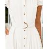 imageZESICA Womens 2025 Summer Boho Button Midi Dresses Casual V Neck Flutter Sleeve Belted Long Dresses with PocketsWhite