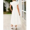 imageZESICA Womens 2025 Summer Boho Button Midi Dresses Casual V Neck Flutter Sleeve Belted Long Dresses with PocketsWhite