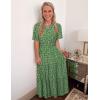 imageZESICA Womens 2025 Summer Casual Floral Print Short Sleeve V Neck High Waist A Line Tiered Flowy Boho Maxi DressGreen
