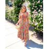 imageZESICA Womens 2025 Summer Casual Floral Print Short Sleeve V Neck High Waist A Line Tiered Flowy Boho Maxi DressGreygreen