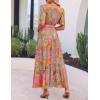 imageZESICA Womens 2025 Summer Casual Floral Print Short Sleeve V Neck High Waist A Line Tiered Flowy Boho Maxi DressGreygreen