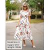 imageZESICA Womens 2025 Summer Casual Floral Print Short Sleeve V Neck High Waist A Line Tiered Flowy Boho Maxi DressIvory