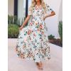 imageZESICA Womens 2025 Summer Casual Floral Print Short Sleeve V Neck High Waist A Line Tiered Flowy Boho Maxi DressIvory