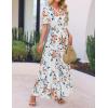 imageZESICA Womens 2025 Summer Casual Floral Print Short Sleeve V Neck High Waist A Line Tiered Flowy Boho Maxi DressIvory