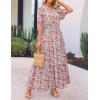 imageZESICA Womens 2025 Summer Casual Floral Print Short Sleeve V Neck High Waist A Line Tiered Flowy Boho Maxi DressLightblue