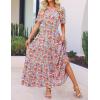 imageZESICA Womens 2025 Summer Casual Floral Print Short Sleeve V Neck High Waist A Line Tiered Flowy Boho Maxi DressLightblue