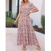 imageZESICA Womens 2025 Summer Casual Floral Print Short Sleeve V Neck High Waist A Line Tiered Flowy Boho Maxi DressLightblue