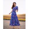 imageZESICA Womens 2025 Summer Casual Floral Print Short Sleeve V Neck High Waist A Line Tiered Flowy Boho Maxi DressRoyalblue