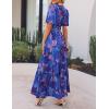 imageZESICA Womens 2025 Summer Casual Floral Print Short Sleeve V Neck High Waist A Line Tiered Flowy Boho Maxi DressRoyalblue
