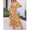 imageZESICA Womens 2025 Summer Casual Floral Print Short Sleeve V Neck High Waist A Line Tiered Flowy Boho Maxi DressSunsetyellow