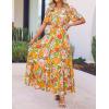 imageZESICA Womens 2025 Summer Casual Floral Print Short Sleeve V Neck High Waist A Line Tiered Flowy Boho Maxi DressSunsetyellow