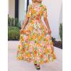 imageZESICA Womens 2025 Summer Casual Floral Print Short Sleeve V Neck High Waist A Line Tiered Flowy Boho Maxi DressSunsetyellow