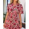 imageZESICA Womens 2025 Summer Casual Floral Print Short Sleeve V Neck High Waist A Line Tiered Flowy Boho Maxi DressVintagepink
