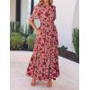 imageZESICA Womens 2025 Summer Casual Floral Print Short Sleeve V Neck High Waist A Line Tiered Flowy Boho Maxi DressVintagepink