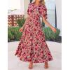 imageZESICA Womens 2025 Summer Casual Floral Print Short Sleeve V Neck High Waist A Line Tiered Flowy Boho Maxi DressVintagepink
