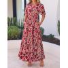 imageZESICA Womens 2025 Summer Casual Floral Print Short Sleeve V Neck High Waist A Line Tiered Flowy Boho Maxi DressVintagepink