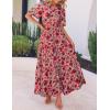 imageZESICA Womens 2025 Summer Casual Floral Print Short Sleeve V Neck High Waist A Line Tiered Flowy Boho Maxi DressVintagepink