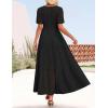 imageZESICA Womens 2025 Summer Short Sleeve Maxi Dress Casual V Neck Hollow Out Eyelet Ruffle Swing A Line Long DressesBlack
