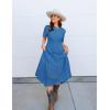imageZESICA Womens 2025 Summer Short Sleeve Maxi Dress Casual V Neck Hollow Out Eyelet Ruffle Swing A Line Long DressesCobalt