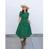 imageZESICA Womens 2025 Summer Short Sleeve Maxi Dress Casual V Neck Hollow Out Eyelet Ruffle Swing A Line Long DressesGreen
