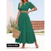 imageZESICA Womens 2025 Summer Short Sleeve Maxi Dress Casual V Neck Hollow Out Eyelet Ruffle Swing A Line Long DressesGreen