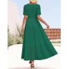 imageZESICA Womens 2025 Summer Short Sleeve Maxi Dress Casual V Neck Hollow Out Eyelet Ruffle Swing A Line Long DressesGreen