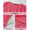 imageZESICA Womens 2025 Summer Short Sleeve Maxi Dress Casual V Neck Hollow Out Eyelet Ruffle Swing A Line Long DressesHot Pink
