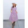 imageZESICA Womens 2025 Summer Short Sleeve Maxi Dress Casual V Neck Hollow Out Eyelet Ruffle Swing A Line Long DressesLight Purple