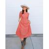 imageZESICA Womens 2025 Summer Short Sleeve Maxi Dress Casual V Neck Hollow Out Eyelet Ruffle Swing A Line Long DressesPeach
