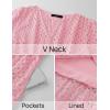 imageZESICA Womens 2025 Summer Short Sleeve Maxi Dress Casual V Neck Hollow Out Eyelet Ruffle Swing A Line Long DressesPink