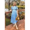 imageZESICA Womens 2025 Summer Short Sleeve Maxi Dress Casual V Neck Hollow Out Eyelet Ruffle Swing A Line Long DressesSky