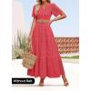 imageZESICA Womens 2025 Summer Short Sleeve Maxi Dress Casual V Neck Hollow Out Eyelet Ruffle Swing A Line Long DressesWatermelon