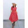 imageZESICA Womens 2025 Summer Short Sleeve Maxi Dress Casual V Neck Hollow Out Eyelet Ruffle Swing A Line Long DressesWatermelon