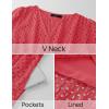 imageZESICA Womens 2025 Summer Short Sleeve Maxi Dress Casual V Neck Hollow Out Eyelet Ruffle Swing A Line Long DressesWatermelon