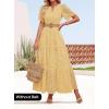 imageZESICA Womens 2025 Summer Short Sleeve Maxi Dress Casual V Neck Hollow Out Eyelet Ruffle Swing A Line Long DressesYellow