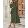 imageZESICA Womens Casual Long Sleeve Crew Neck High Waist Smocked Flowy Tiered Midi DressArmygreen