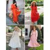 imageZESICA Womens Casual Long Sleeve Crew Neck High Waist Smocked Flowy Tiered Midi DressBeige
