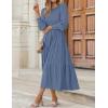 imageZESICA Womens Casual Long Sleeve Crew Neck High Waist Smocked Flowy Tiered Midi DressDustyblue