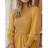 imageZESICA Womens Casual Long Sleeve Crew Neck High Waist Smocked Flowy Tiered Midi DressGinger